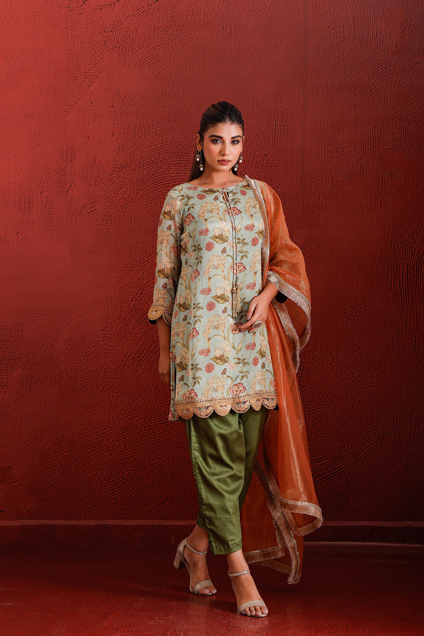OLIVE ZARDOZI MARODI HANDWORK SUIT