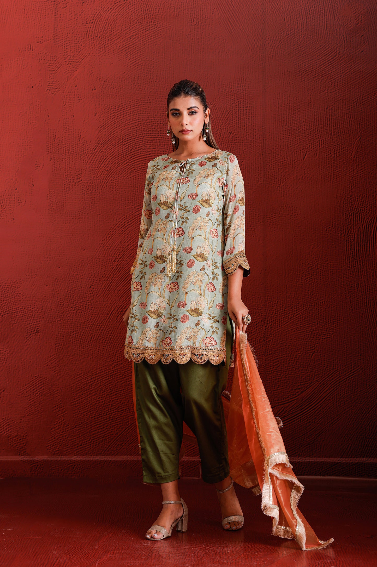 OLIVE ZARDOZI MARODI HANDWORK SUIT