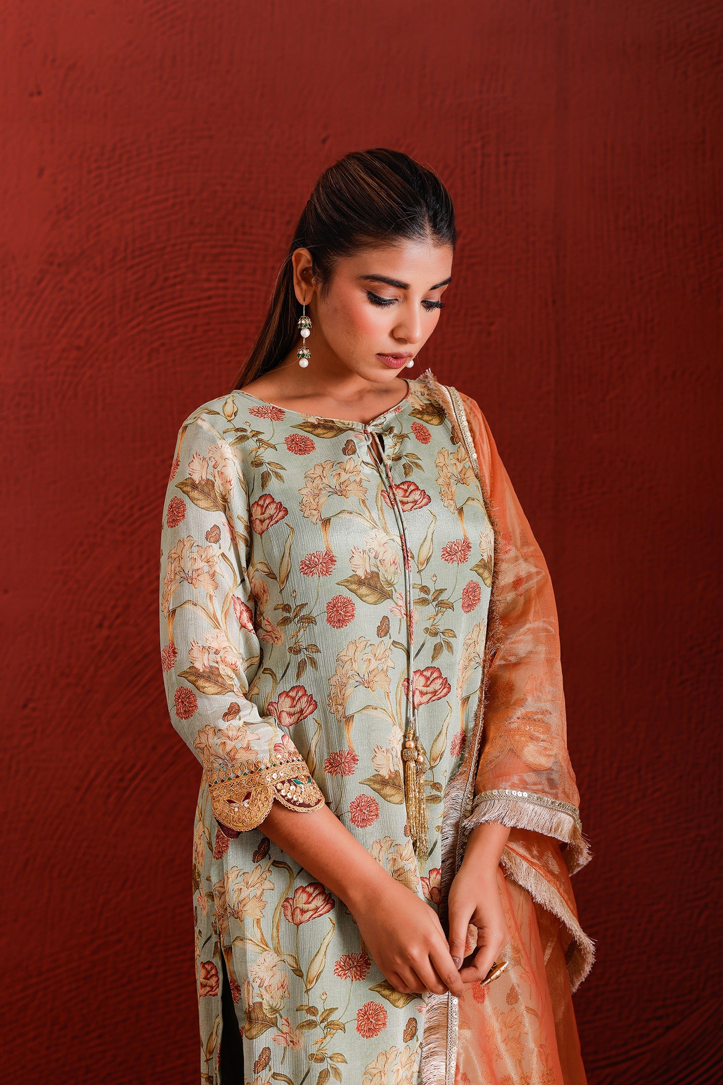 OLIVE ZARDOZI MARODI HANDWORK SUIT