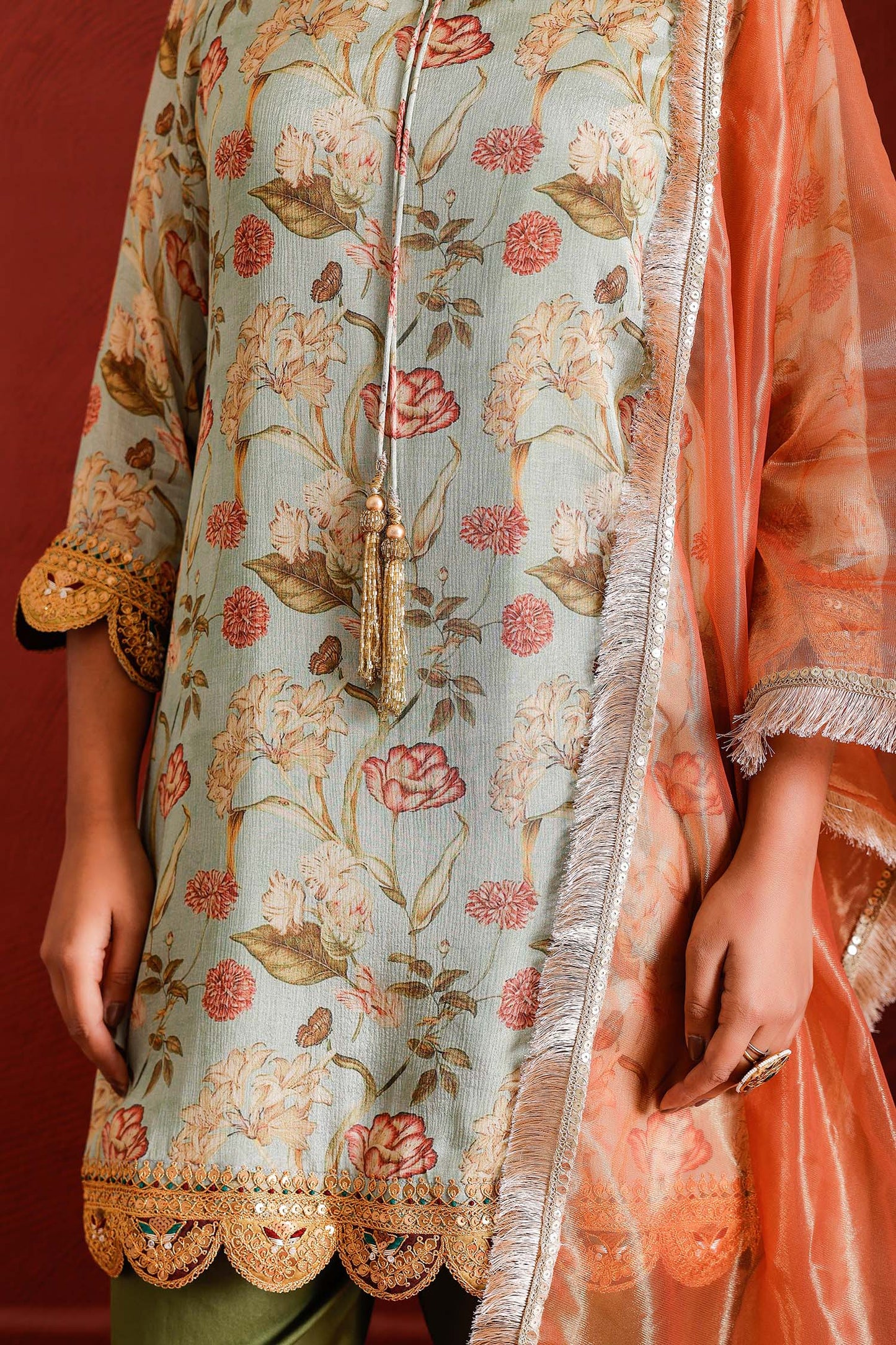 OLIVE ZARDOZI MARODI HANDWORK SUIT