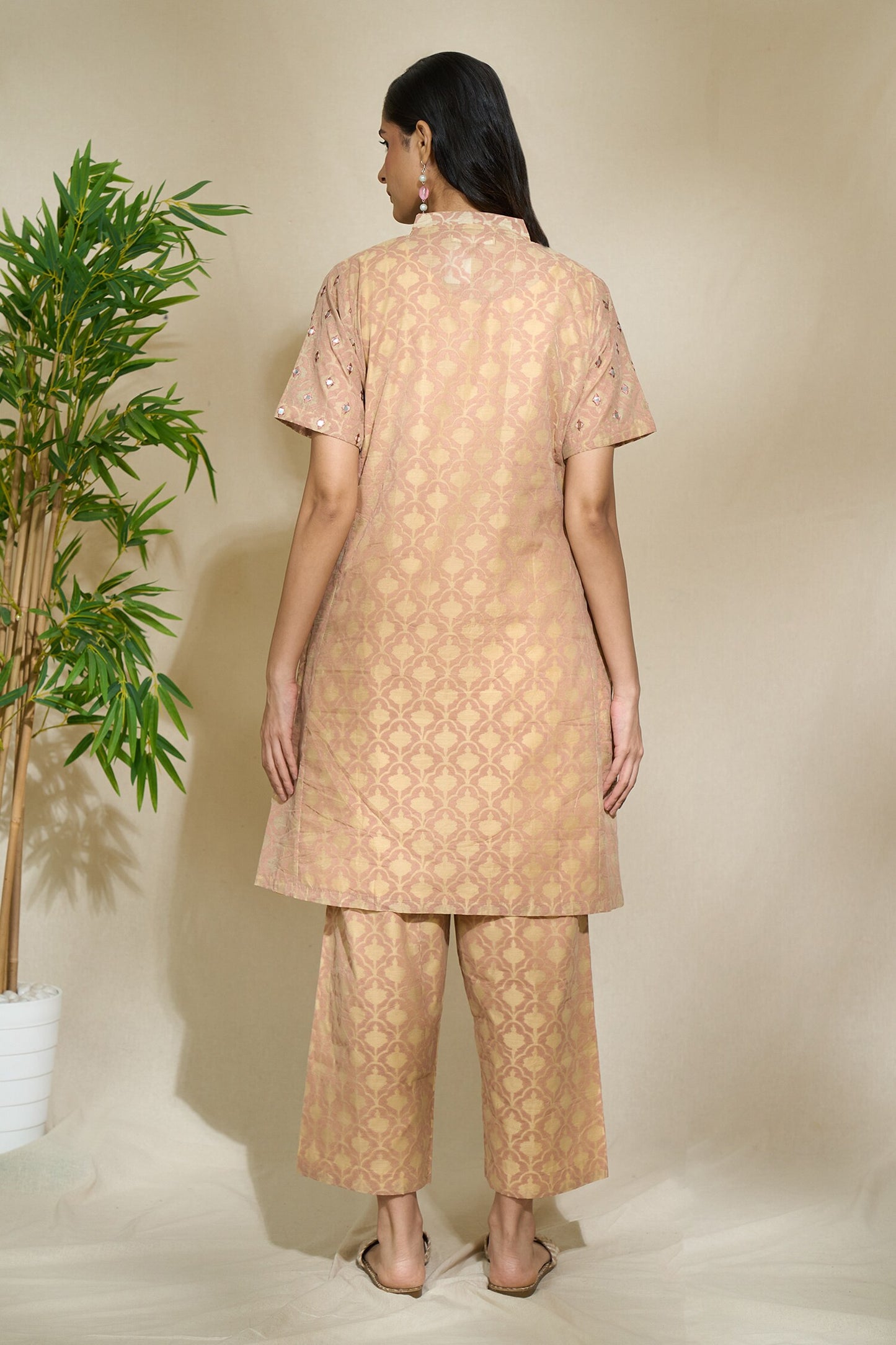 BEIGE MULTIPRINT MIRROR TUNIC