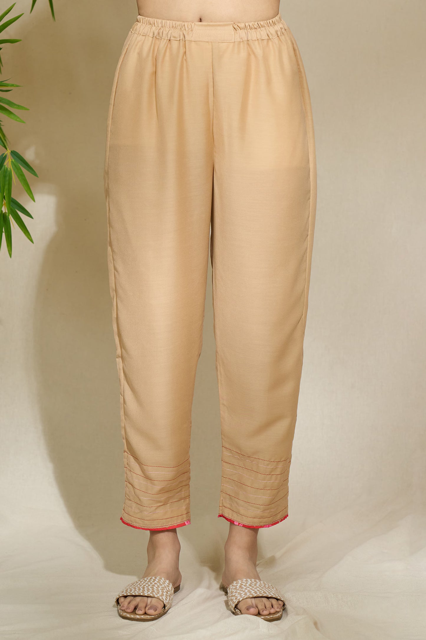 BEIGE RED TUNIC SET