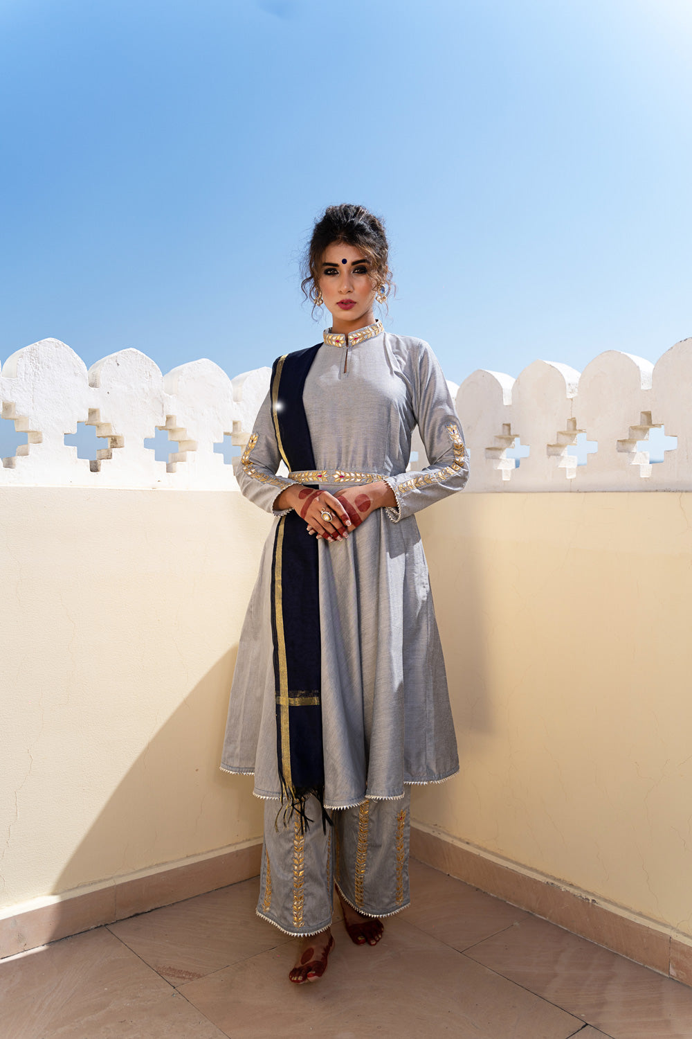 GREY GOTAPATTI SUIT
