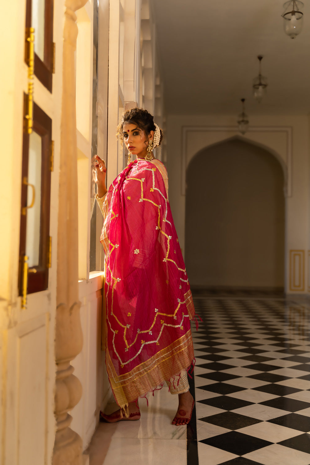 PINK GOTAPATTI DUPATTA SUIT SET