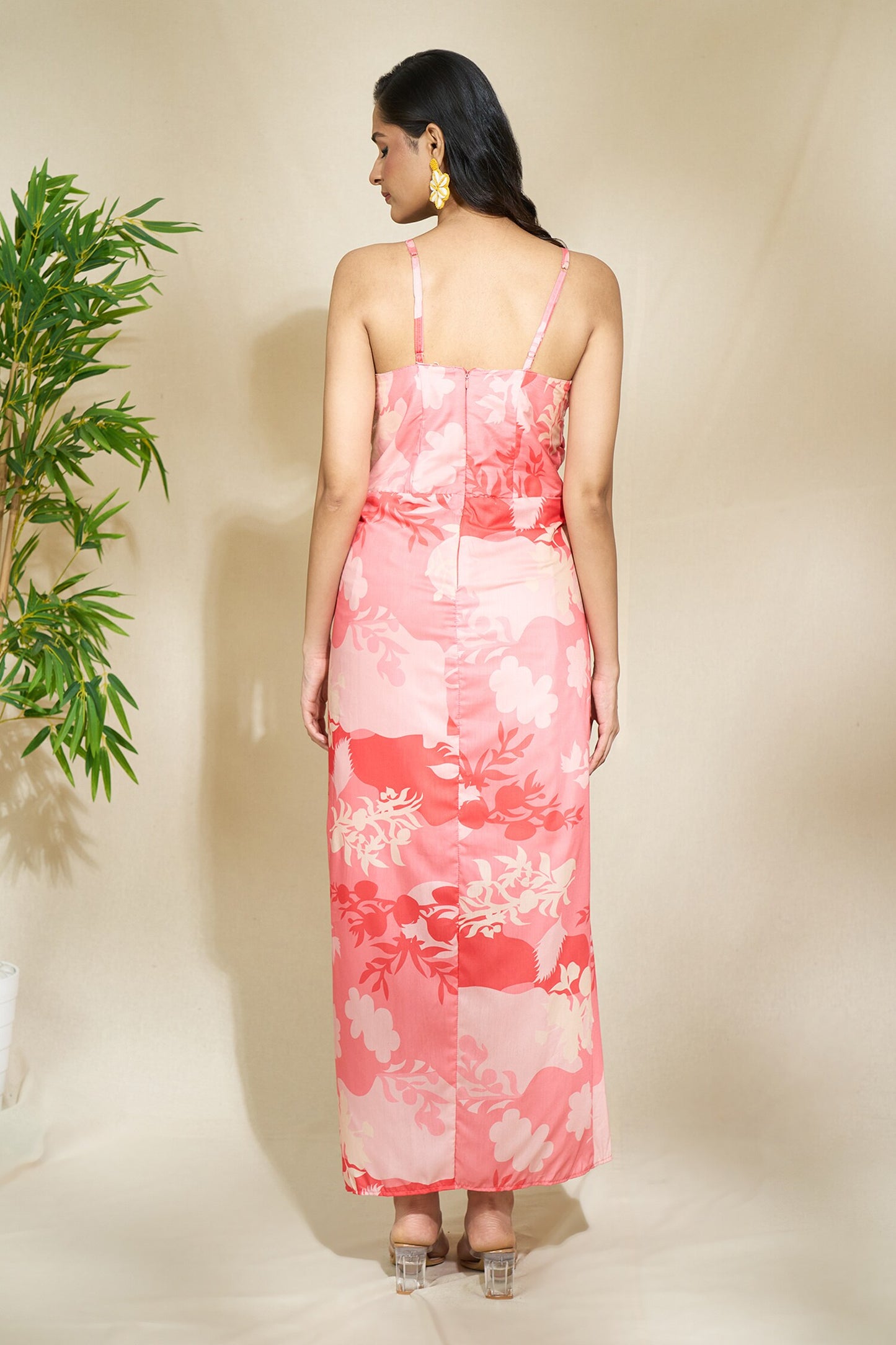 PEACH DRAPE DRESS