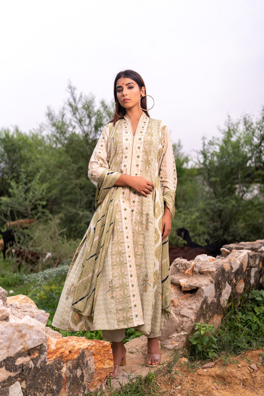 SAGE GREEN ANARKALI SET