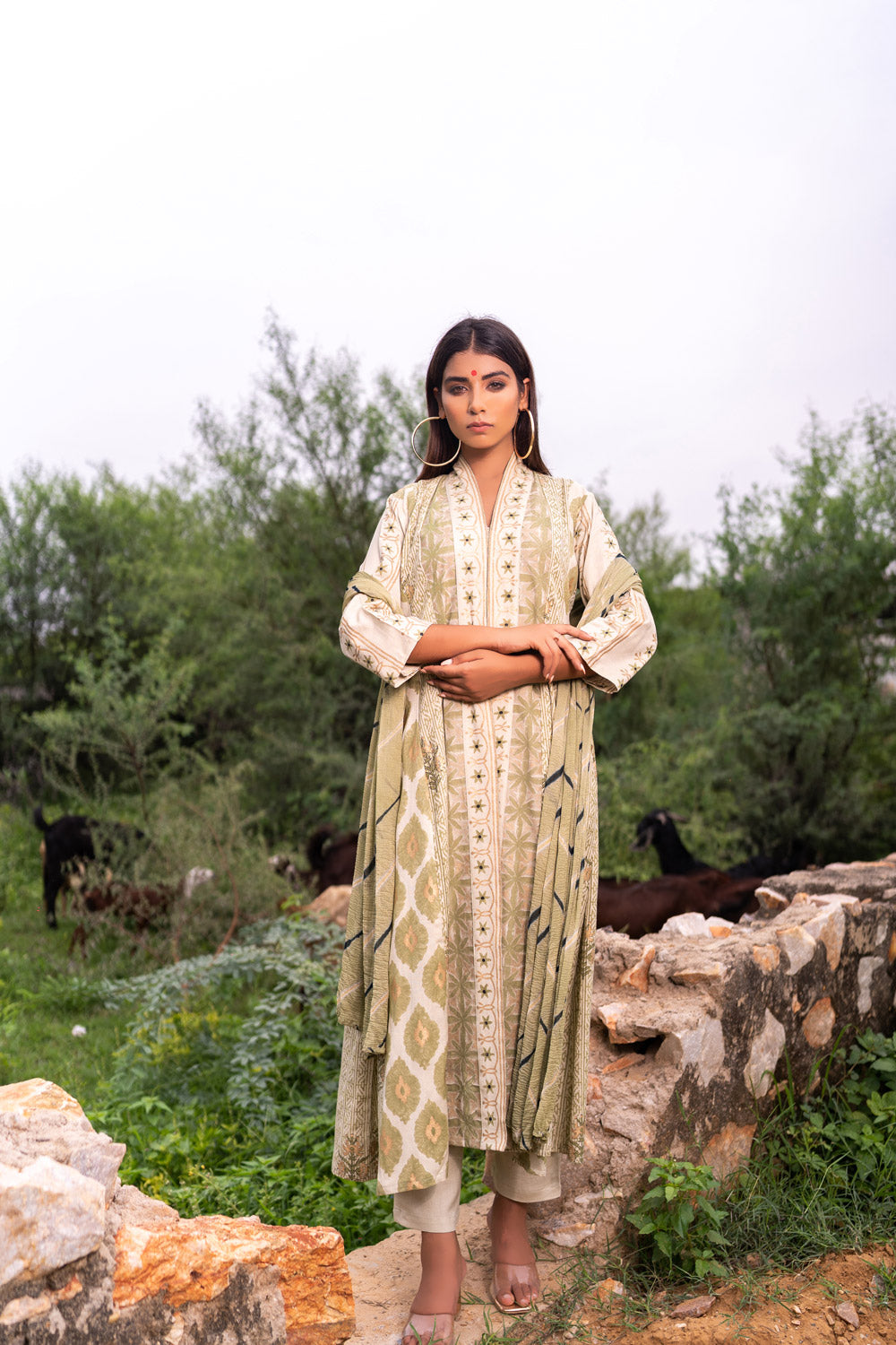 SAGE GREEN ANARKALI SET