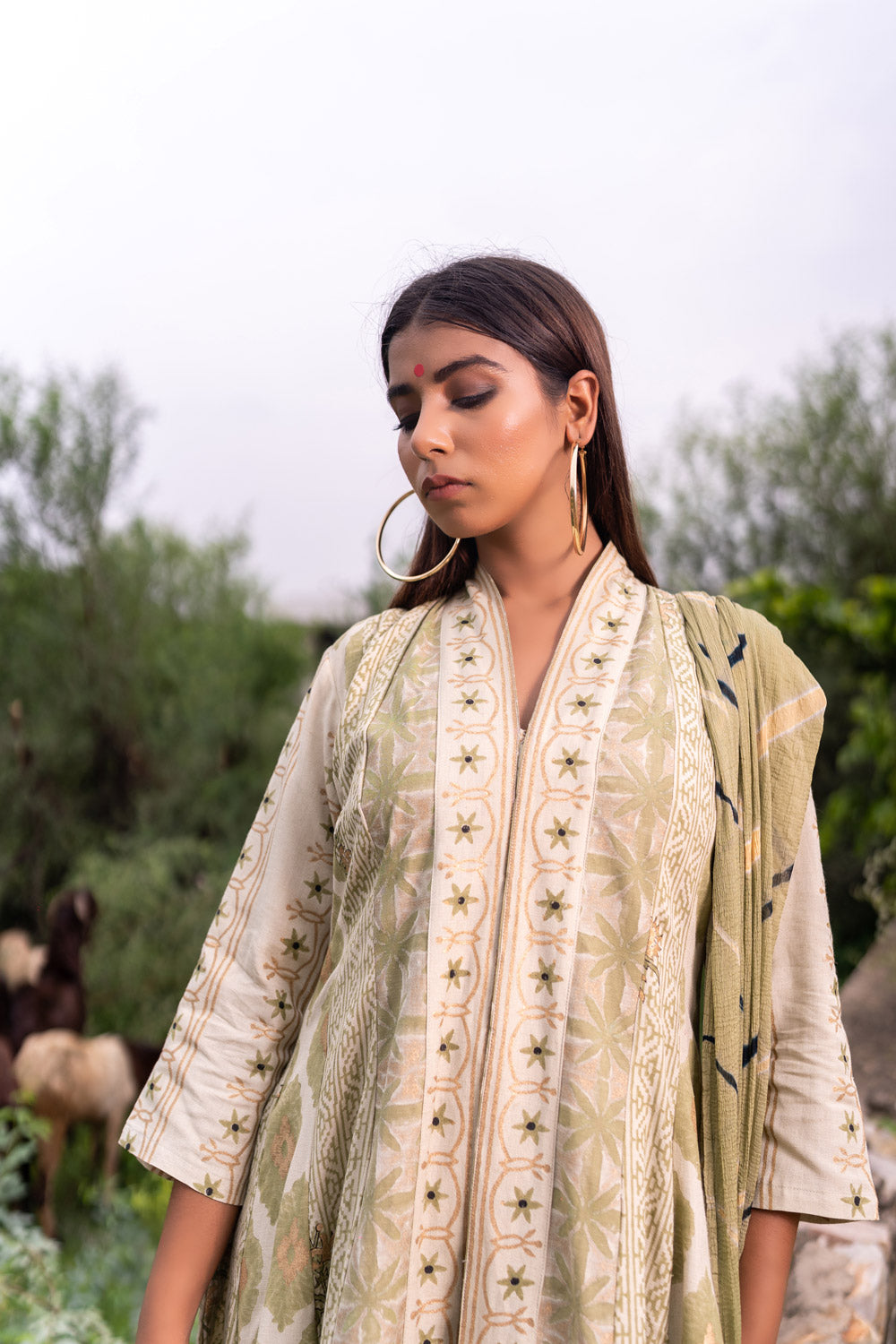 SAGE GREEN ANARKALI SET