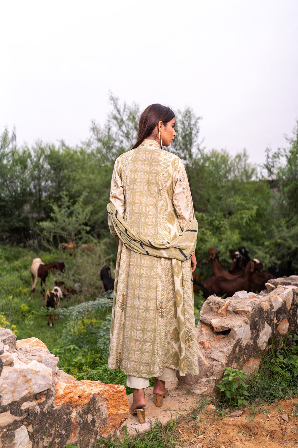 SAGE GREEN ANARKALI SET