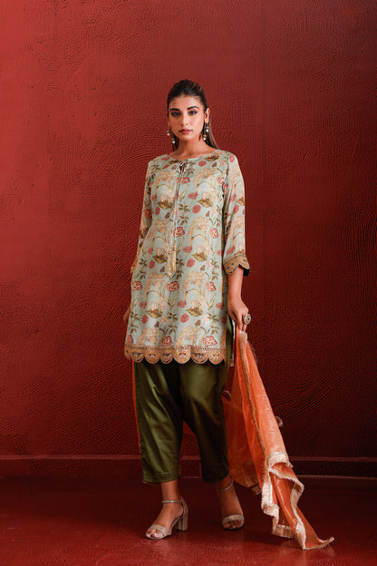 OLIVE ZARDOZI MARODI HANDWORK SUIT