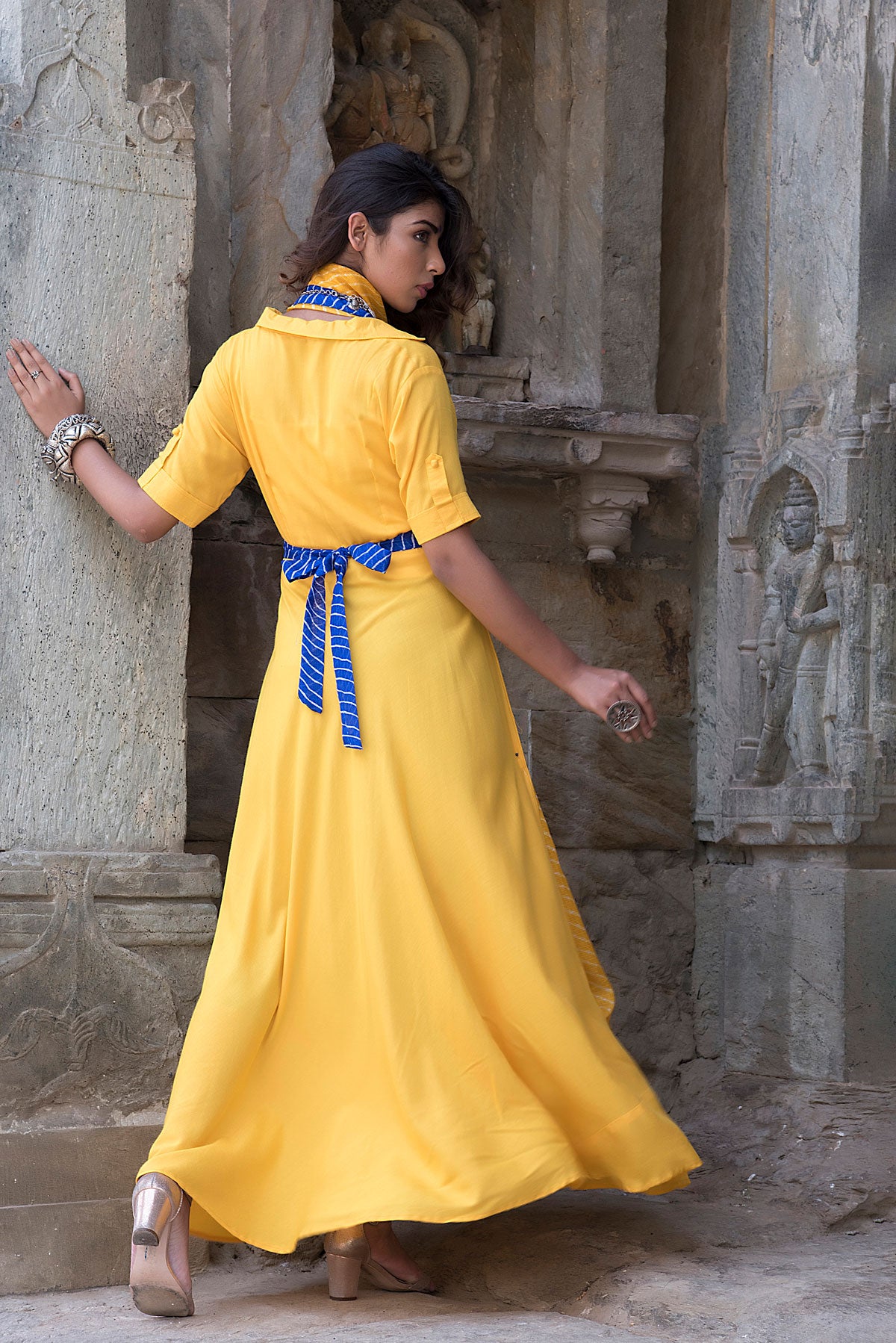 PREDRAPED COLLAR DRESS