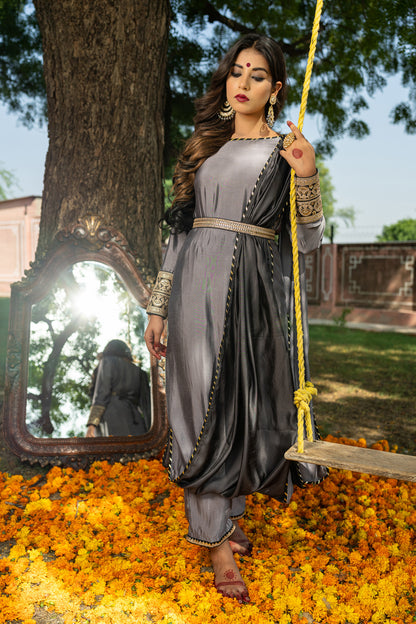 GREY DRAPE SUIT