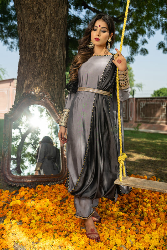 GREY DRAPE SUIT