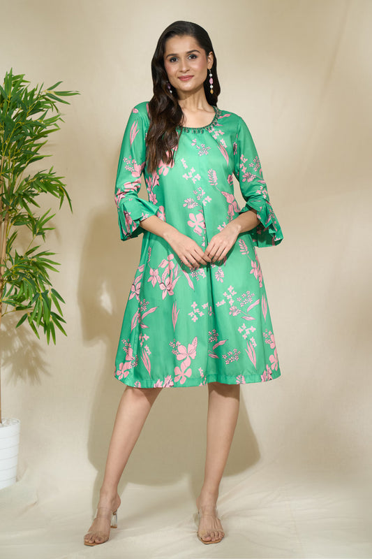 GREEN FLORAL DRESS