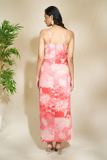 PEACH DRAPE DRESS